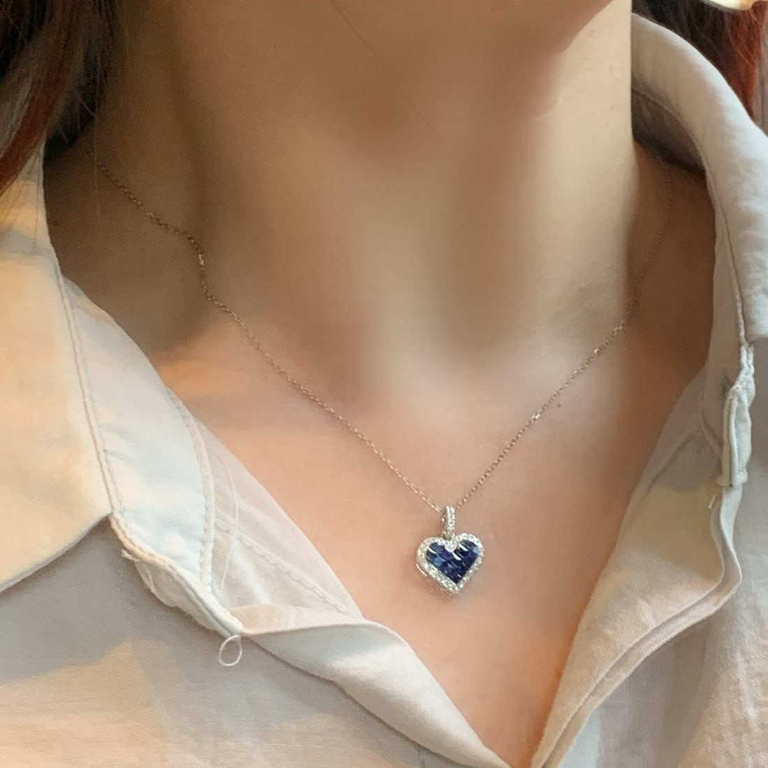 14k Gold 0.97 Ctw Natural Sapphire & Diamond Pendant( Without Chain ) - 3