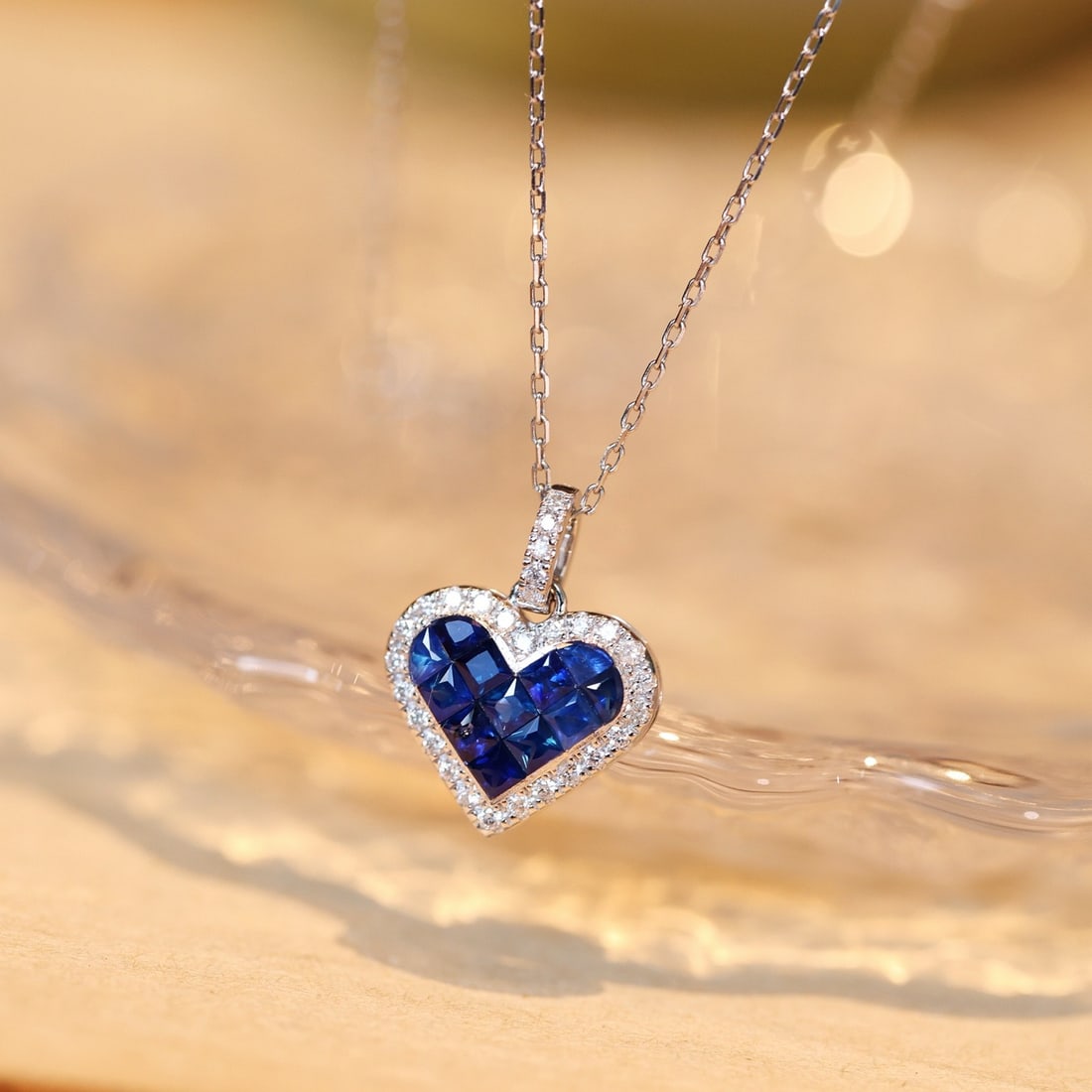 14k Gold 0.97 Ctw Natural Sapphire & Diamond Pendant( Without Chain ) - 7