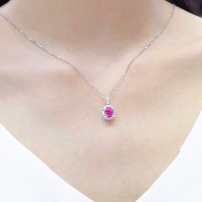 14k Gold 2.38 Ctw Natural Padparadscha Sapphire & Diamond Pendant( Without Chain ) - 5