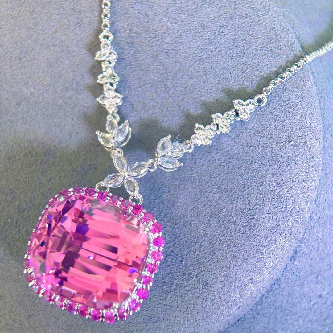 14k Gold 34.84 Ctw Natural Kunzite & Kunzite Necklace - 3