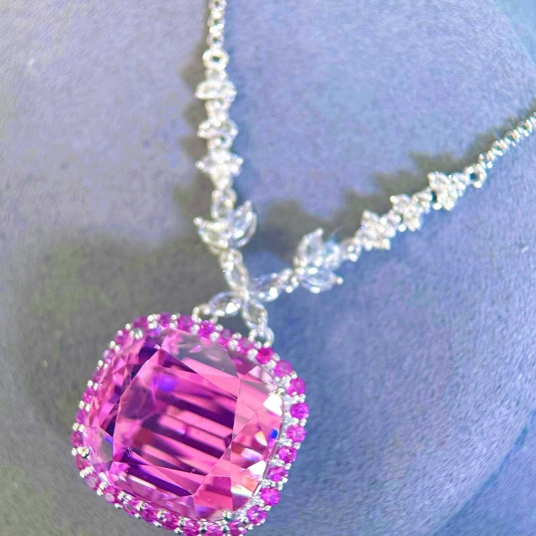 14k Gold 34.84 Ctw Natural Kunzite & Kunzite Necklace - 4