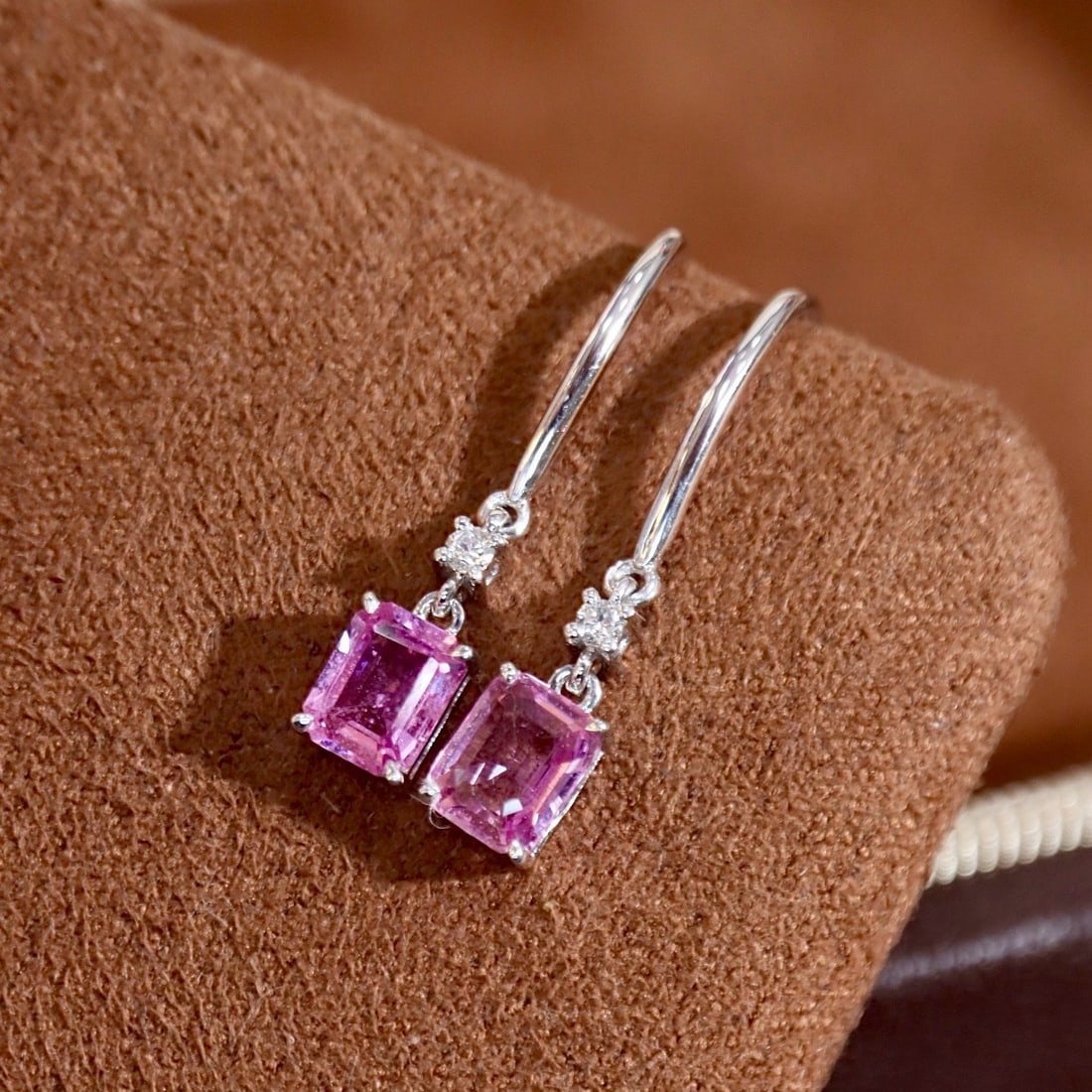 14k Gold 0.88 Ctw Natural Sapphire & Diamond Earrings - 2