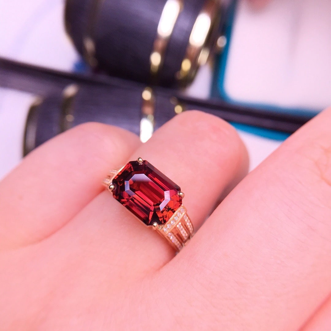 14k Gold 5.2 Ct Natural Tourmaline & Diamond Ring - 6