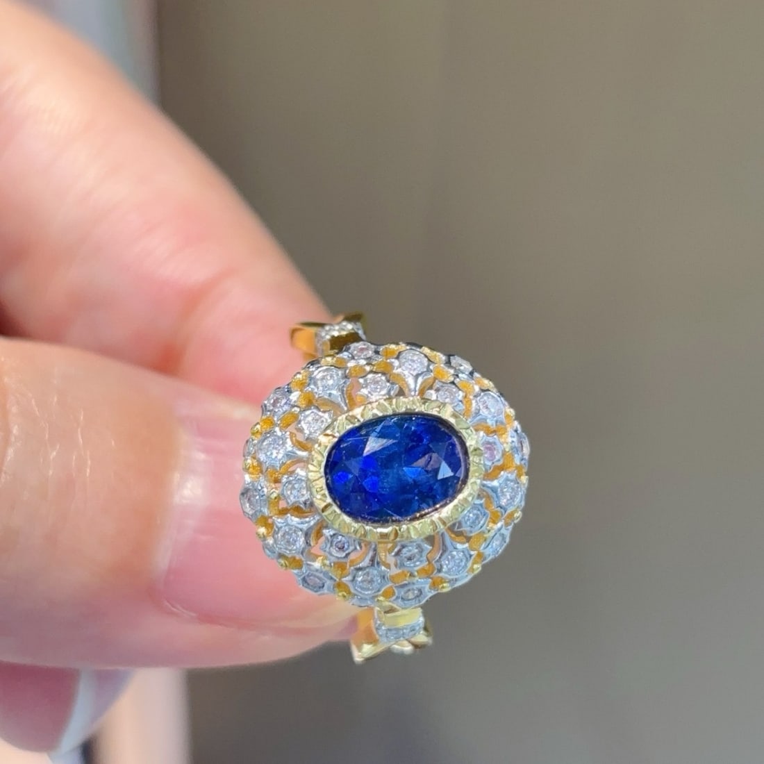 14k Gold 1.45 Ctw Natural Sapphire & Diamond Ring - 3