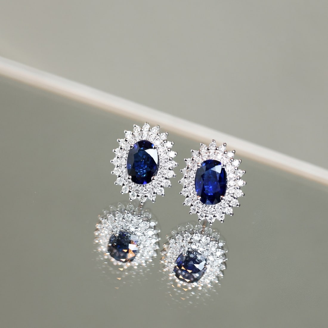 14k Gold 2.51 Ctw Natural Sapphire & Diamond Earrings (1 of 9)