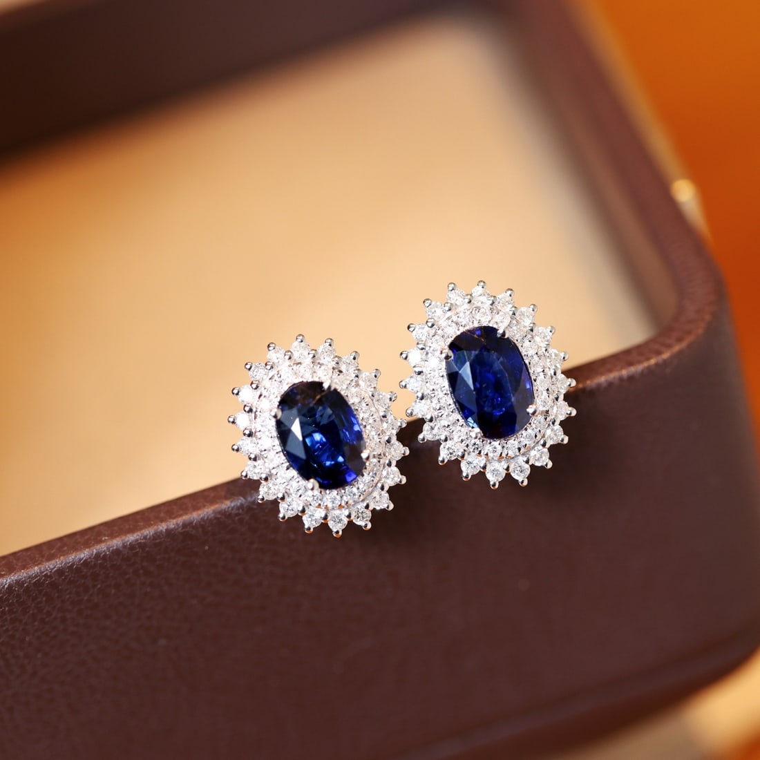 14k Gold 2.51 Ctw Natural Sapphire & Diamond Earrings - 3