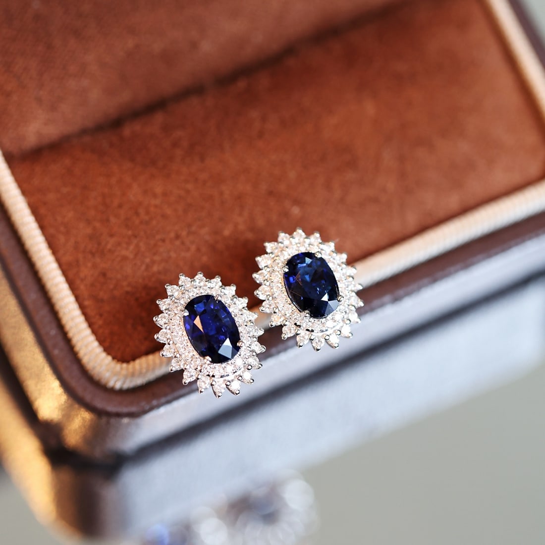 14k Gold 2.51 Ctw Natural Sapphire & Diamond Earrings - 4