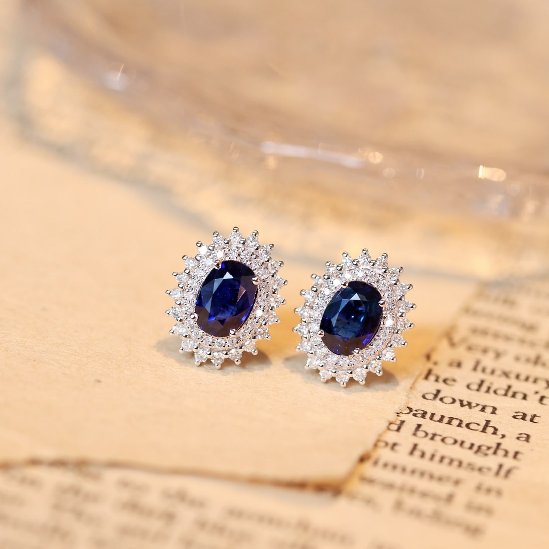 14k Gold 2.51 Ctw Natural Sapphire & Diamond Earrings - 6