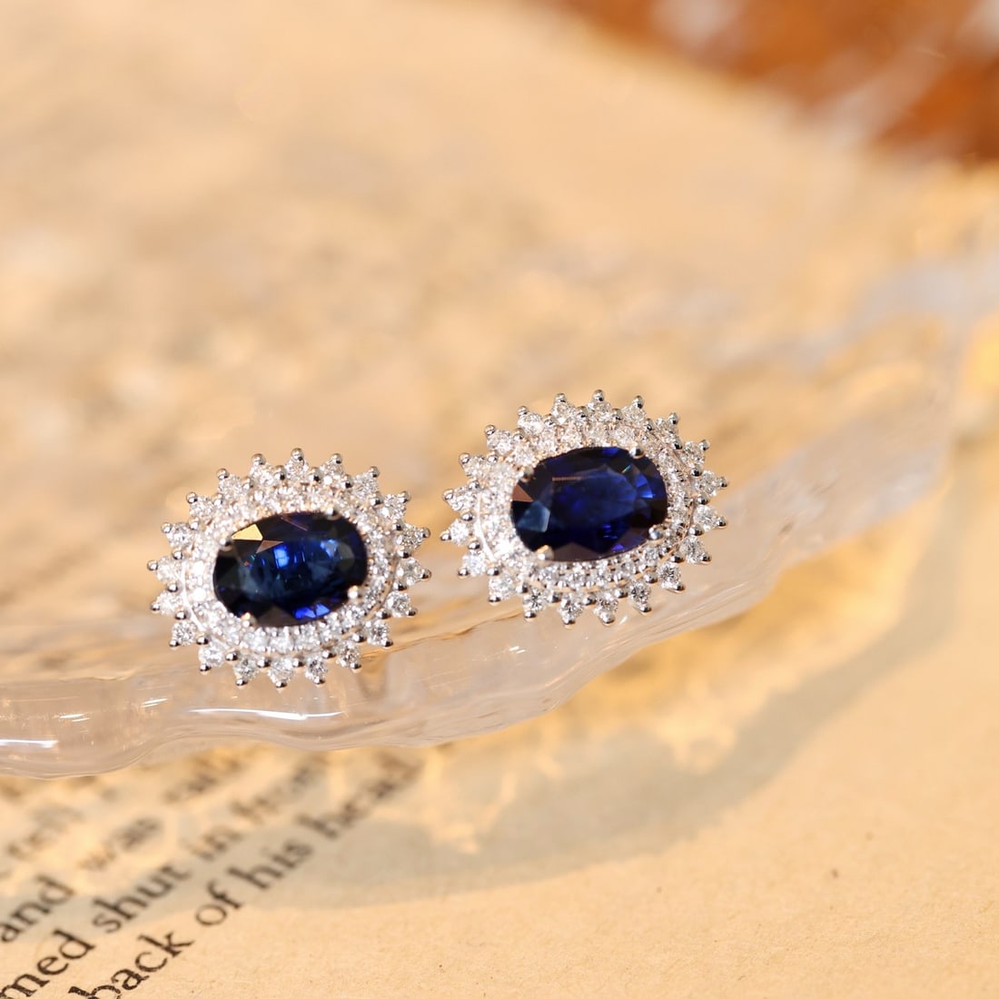 14k Gold 2.51 Ctw Natural Sapphire & Diamond Earrings - 7