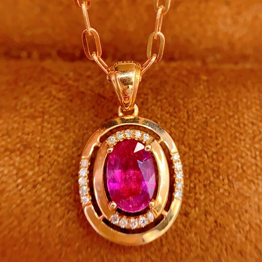 14k Gold 1 Ct Natural Ruby & Diamond Pendant( Without Chain ) - 2