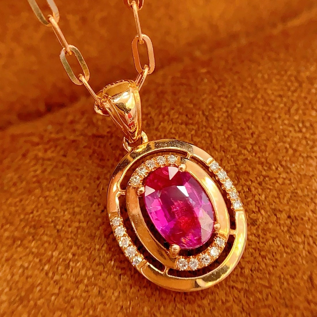 14k Gold 1 Ct Natural Ruby & Diamond Pendant( Without Chain ) - 3