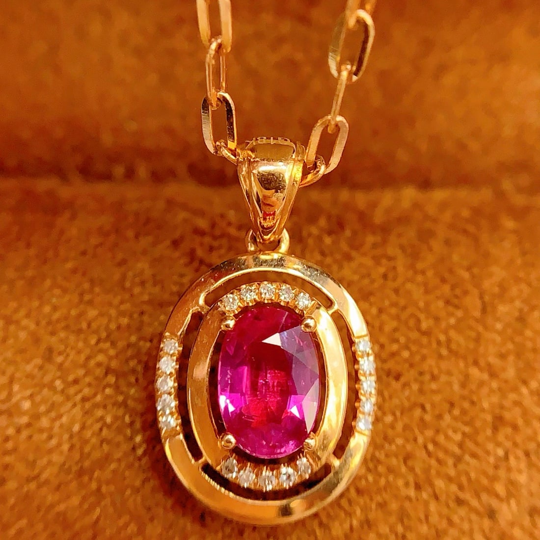 14k Gold 1 Ct Natural Ruby & Diamond Pendant( Without Chain ) - 4