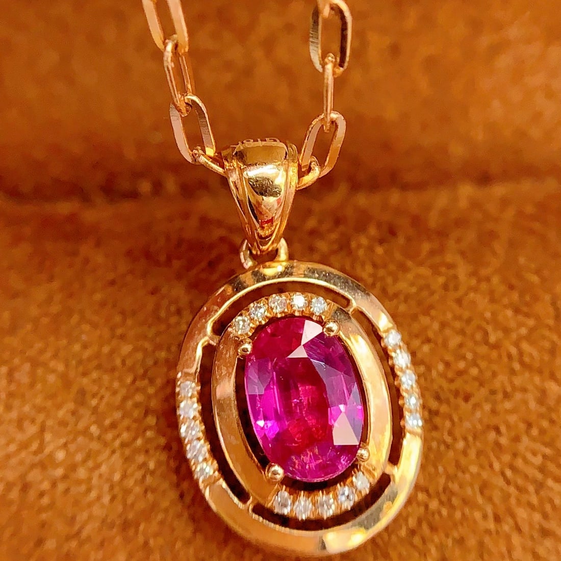 14k Gold 1 Ct Natural Ruby & Diamond Pendant( Without Chain ) - 5