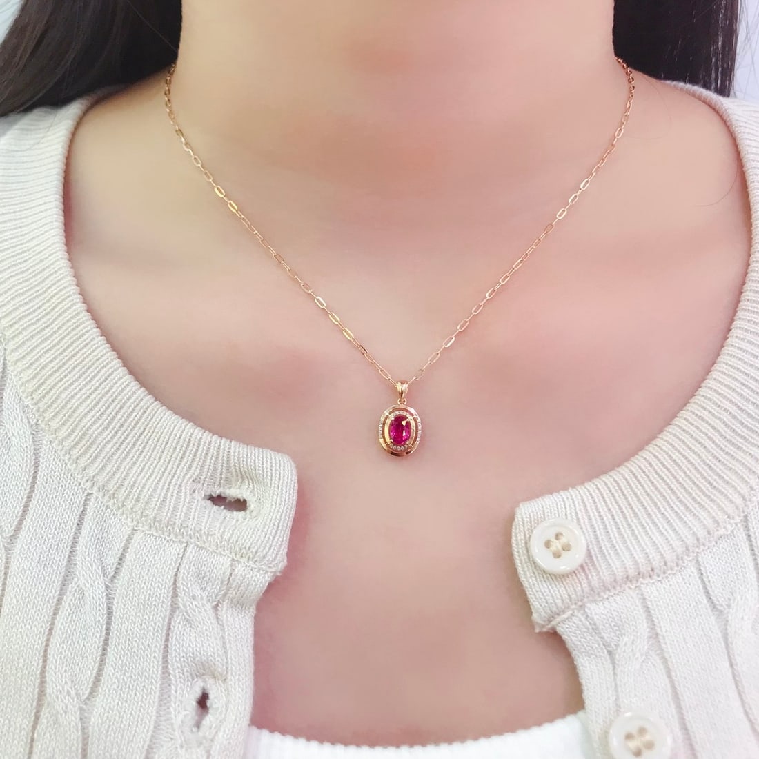 14k Gold 1 Ct Natural Ruby & Diamond Pendant( Without Chain ) - 6