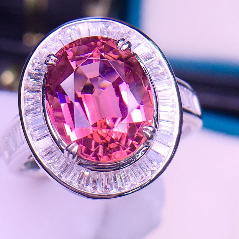 14k Gold 5.87 Ctw Natural Tourmaline & Diamond Ring - 2