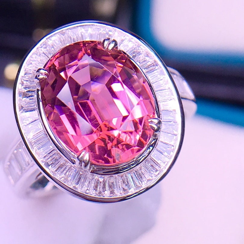 14k Gold 5.87 Ctw Natural Tourmaline & Diamond Ring - 3