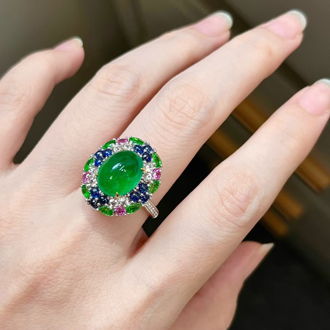 14k Gold 4.65 Ctw Vivid Green Natural Emerald & Diamond Ring/pendant( Without Chain ) - 7