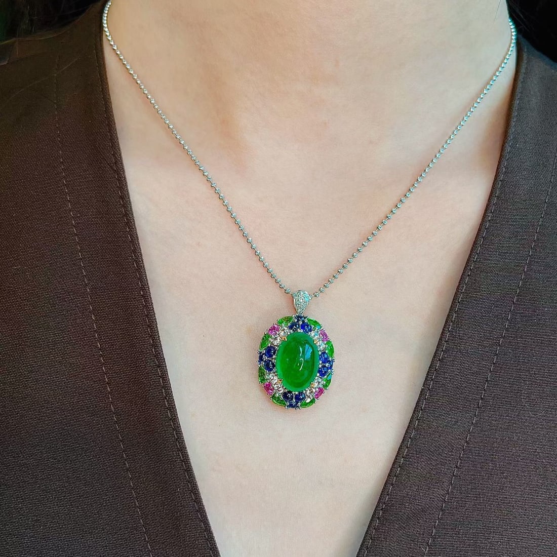 14k Gold 4.65 Ctw Vivid Green Natural Emerald & Diamond Ring/pendant( Without Chain ) - 8