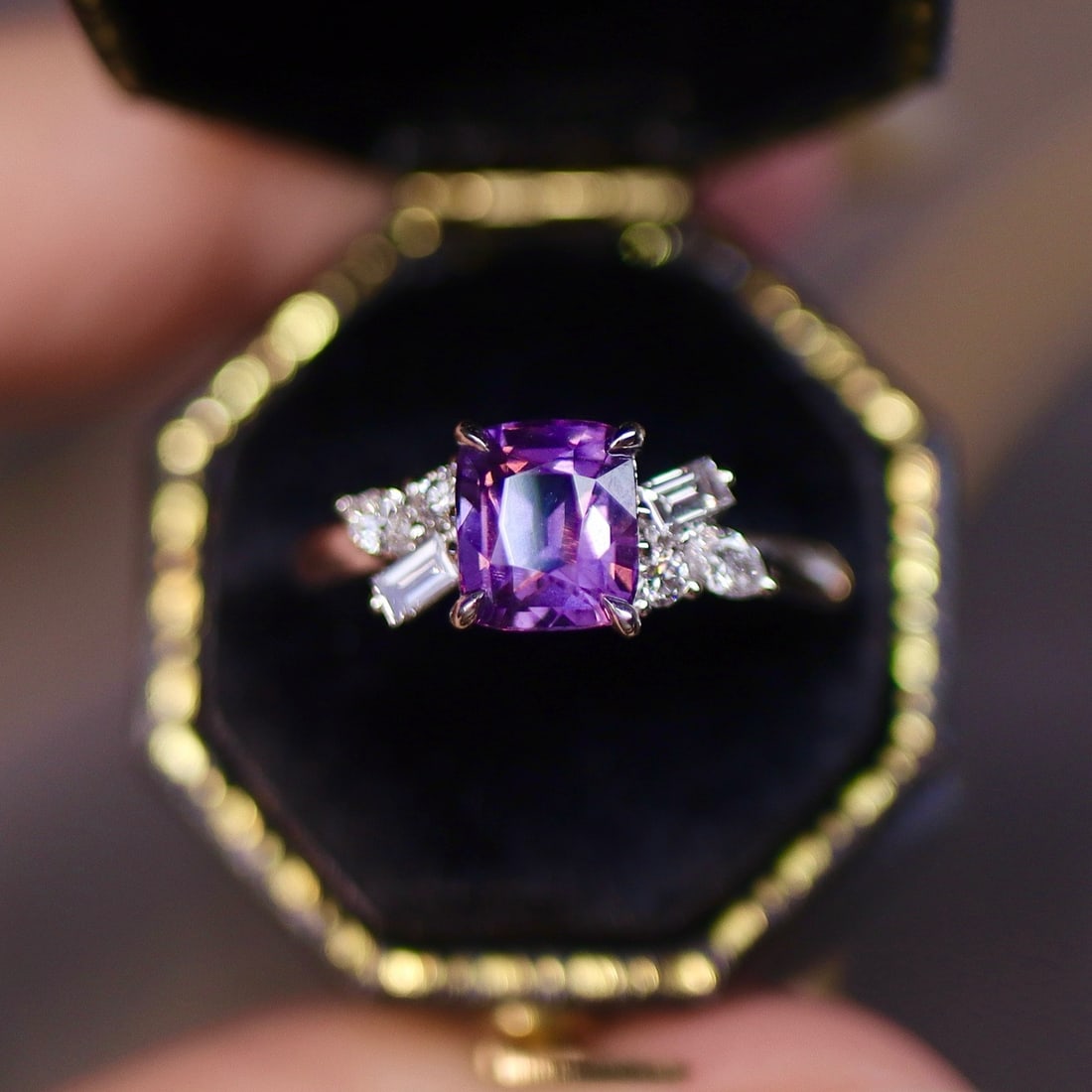 14k Gold 1.80 Ctw Natural Spinel & Lab Grown Diamond Ring - 3