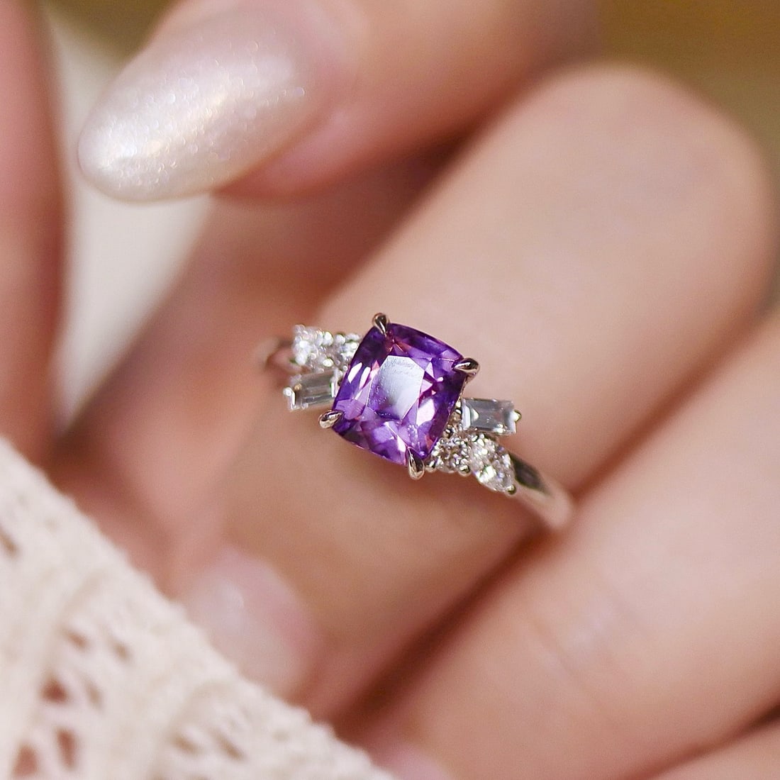 14k Gold 1.80 Ctw Natural Spinel & Lab Grown Diamond Ring - 4