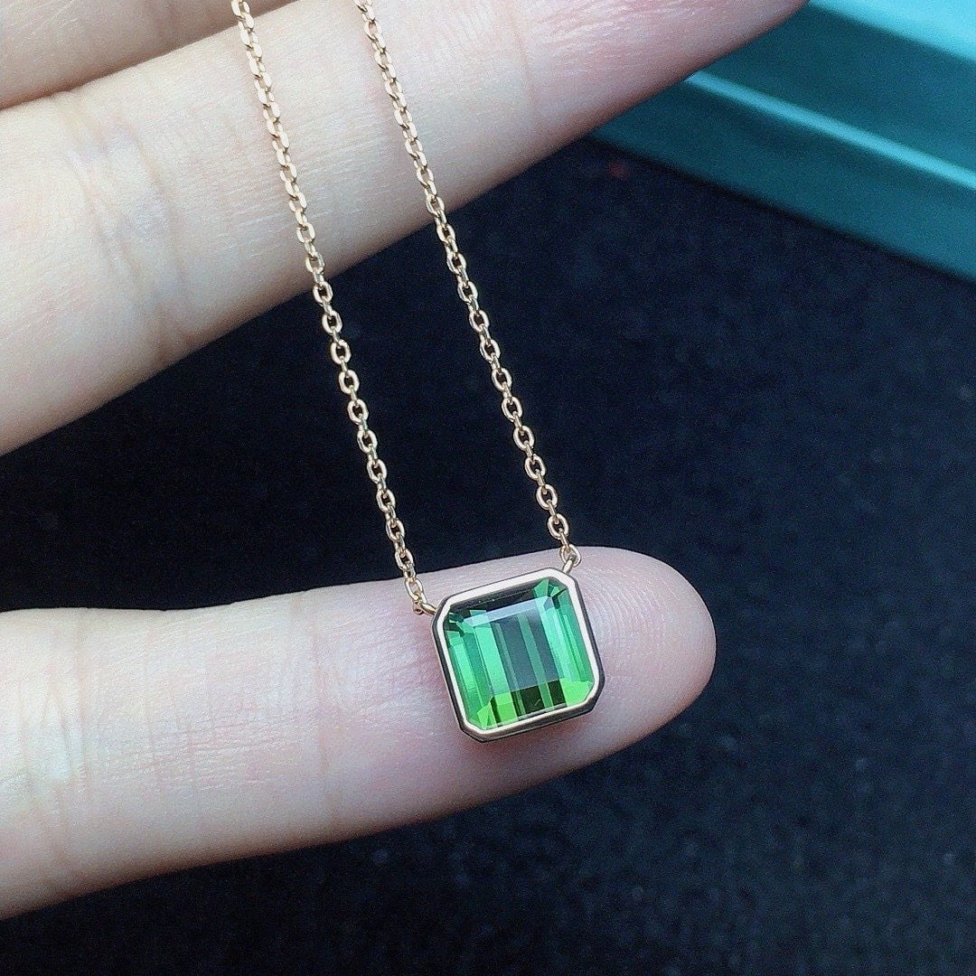 14k Gold 1.65 Ct Natural Tourmaline Necklace - 2