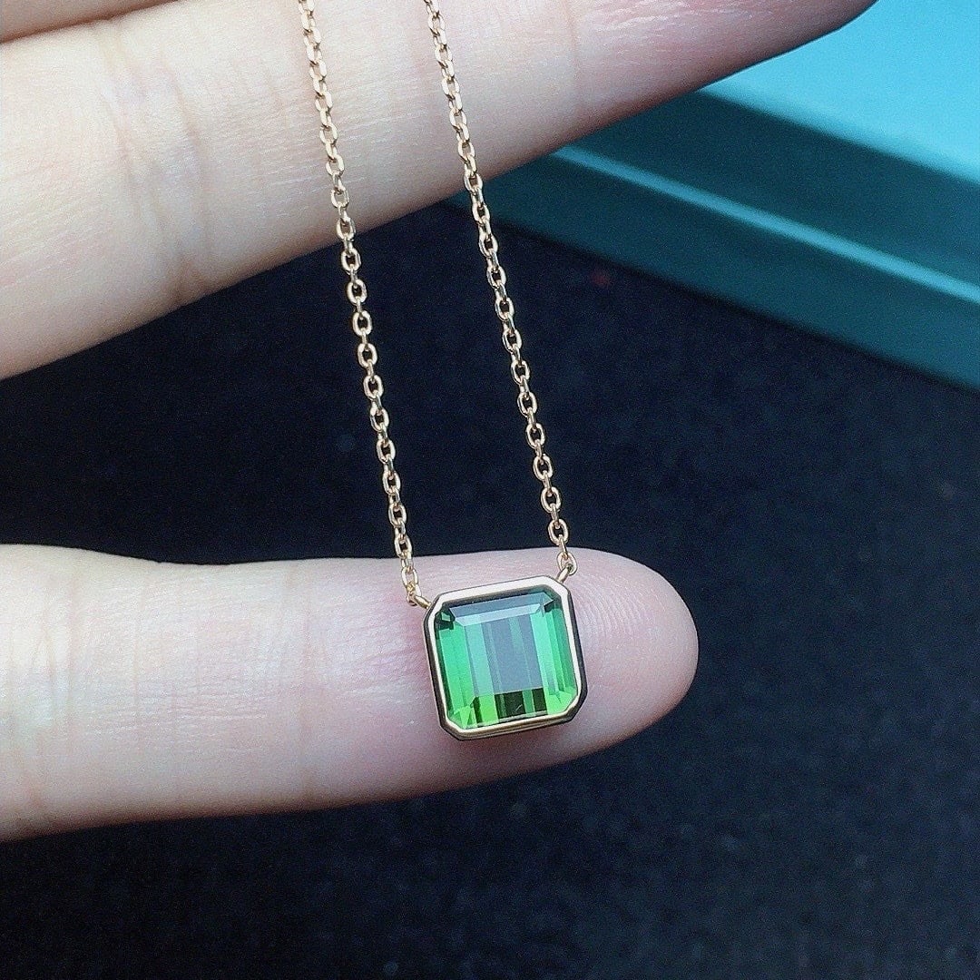 14k Gold 1.65 Ct Natural Tourmaline Necklace - 4