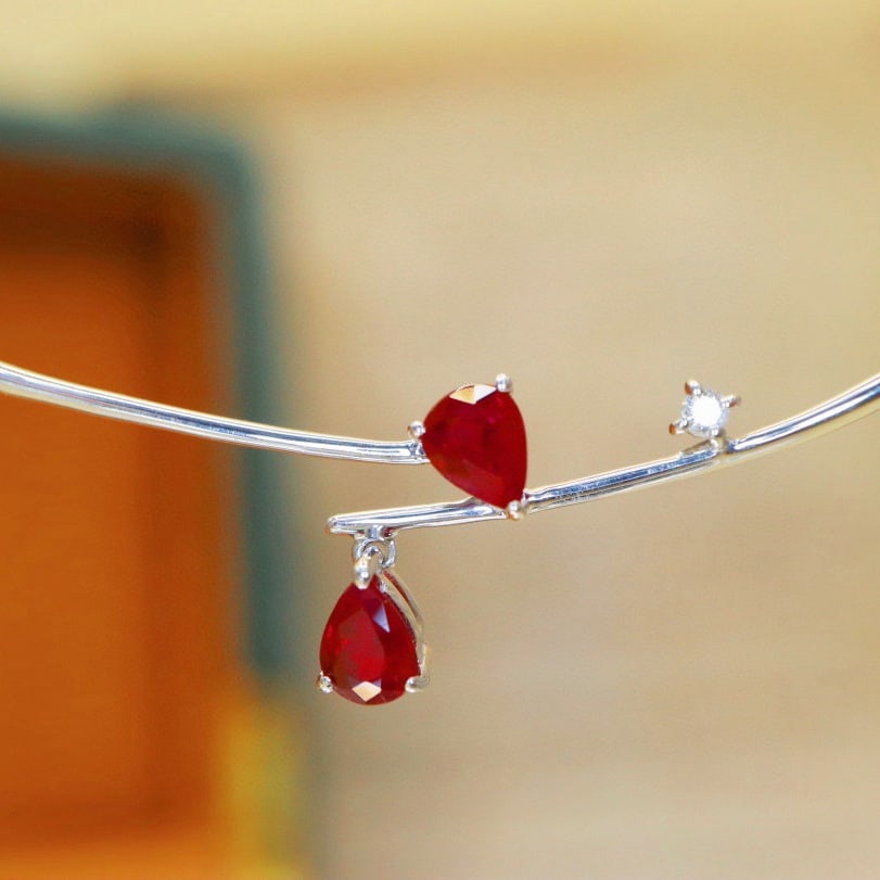 14k Gold 0.65 Ctw Natural Ruby & Diamond Necklace - 6
