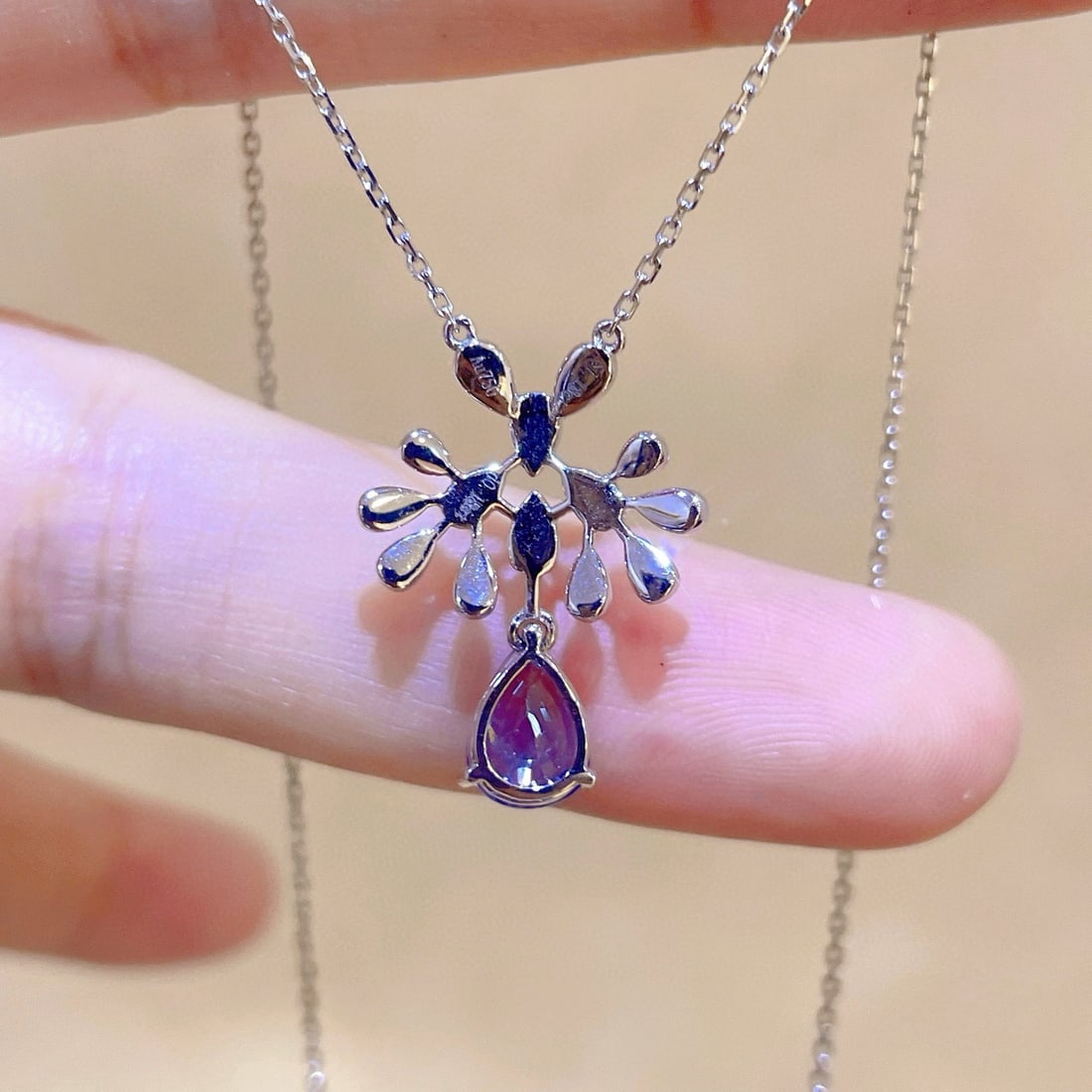 14k Gold 1.31 Ctw Natural Sapphire & Diamond Necklace - 5
