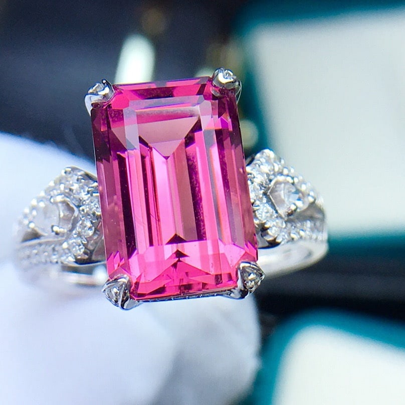 14k Gold 5.9 Ct Natural Tourmaline & Diamond Ring - 2