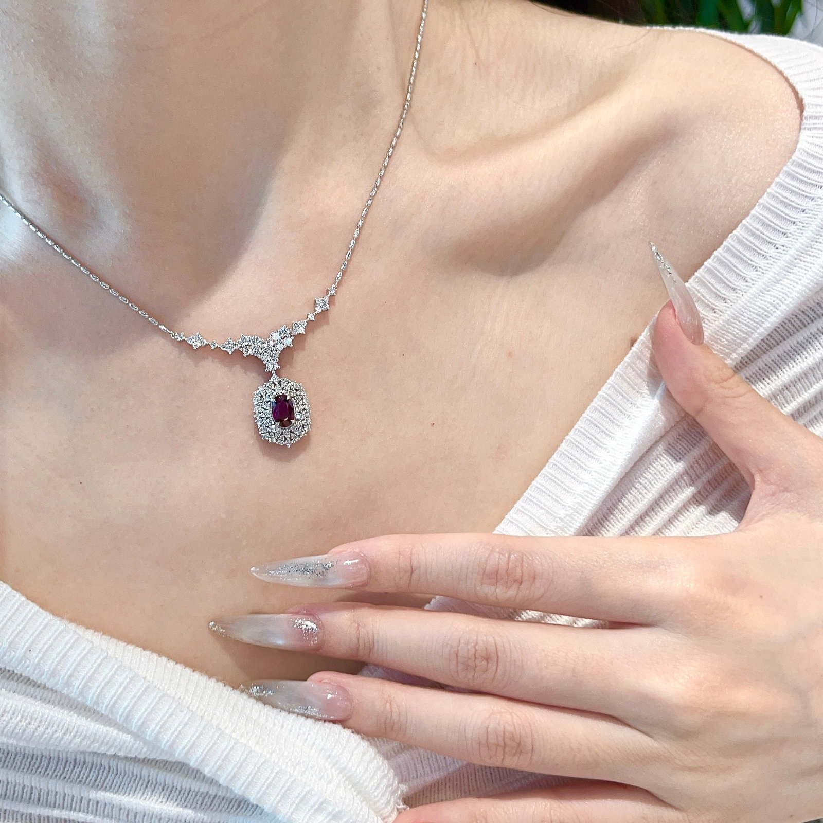 14k Gold 2.35 Ctw Natural Ruby & Diamond Necklace - 3