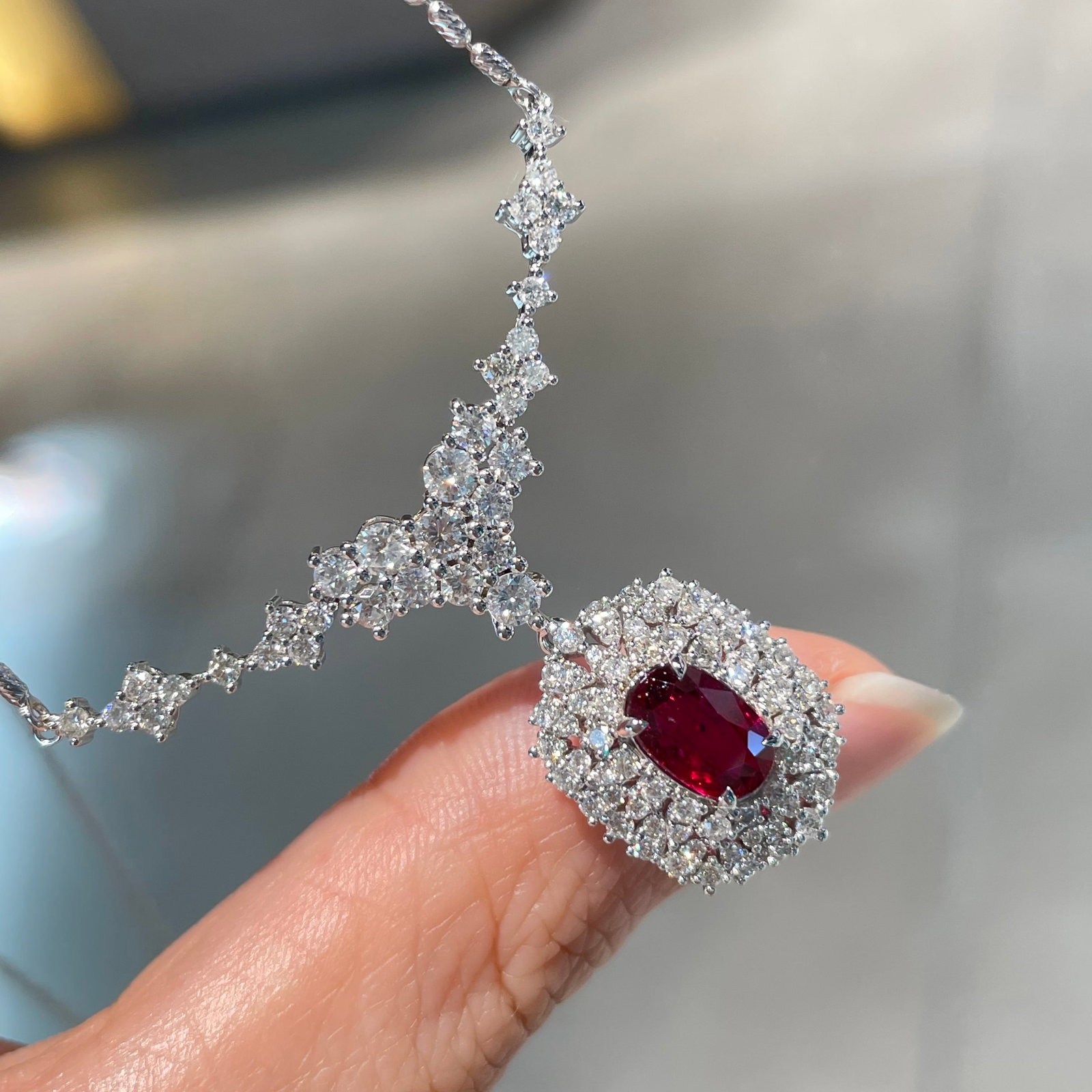 14k Gold 2.35 Ctw Natural Ruby & Diamond Necklace - 4