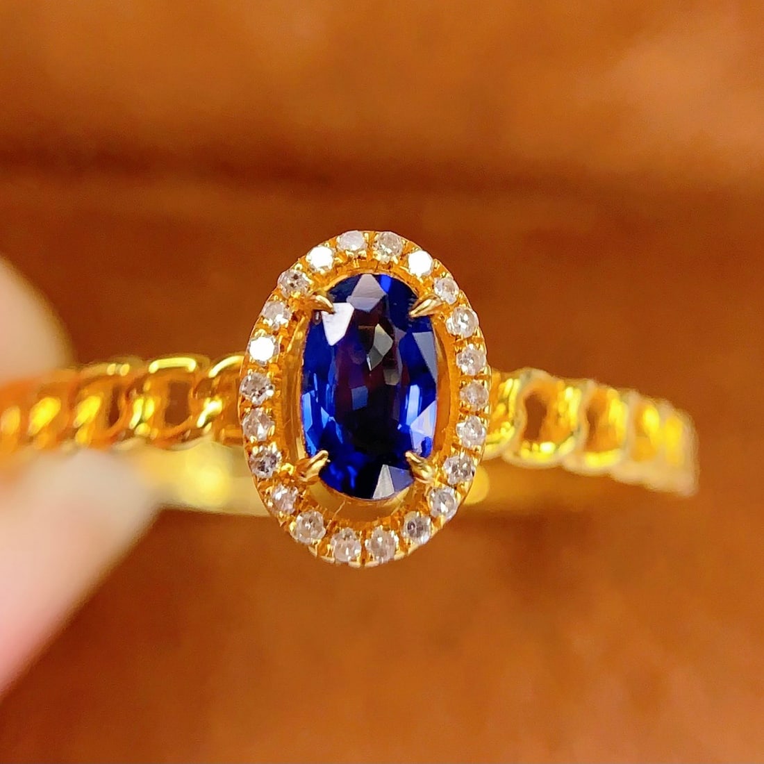 14k Gold 0.45 Ct Natural Sapphire & Diamond Ring - 2