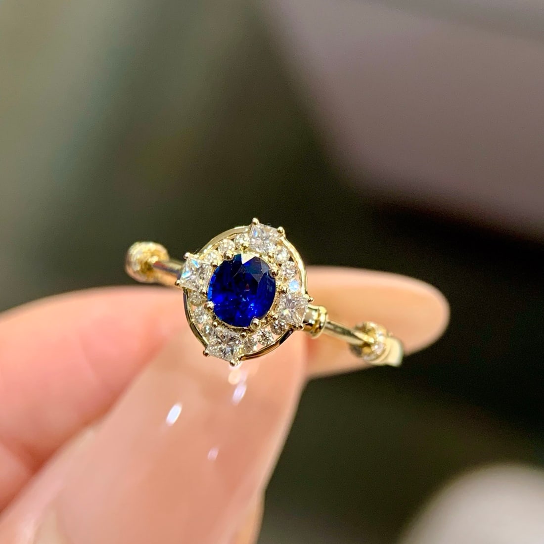 14k Gold 0.62 Ctw Natural Sapphire & Diamond Ring - 3