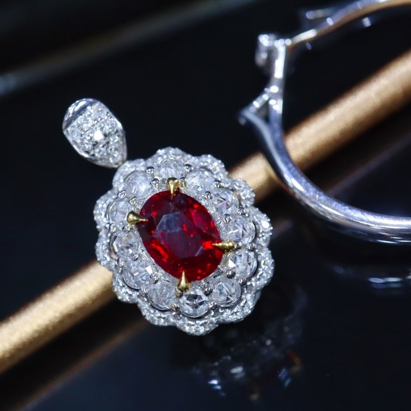 14k Gold 1.02 Ctw Natural Ruby & Diamond Ring/pendant( Without Chain ) - 2