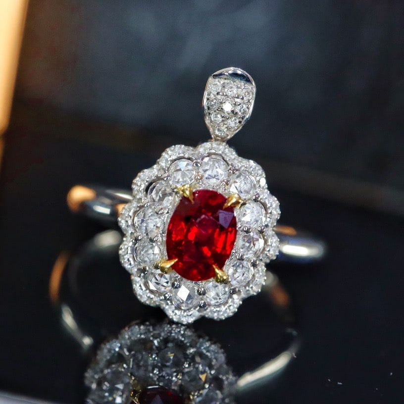 14k Gold 1.02 Ctw Natural Ruby & Diamond Ring/pendant( Without Chain ) - 3