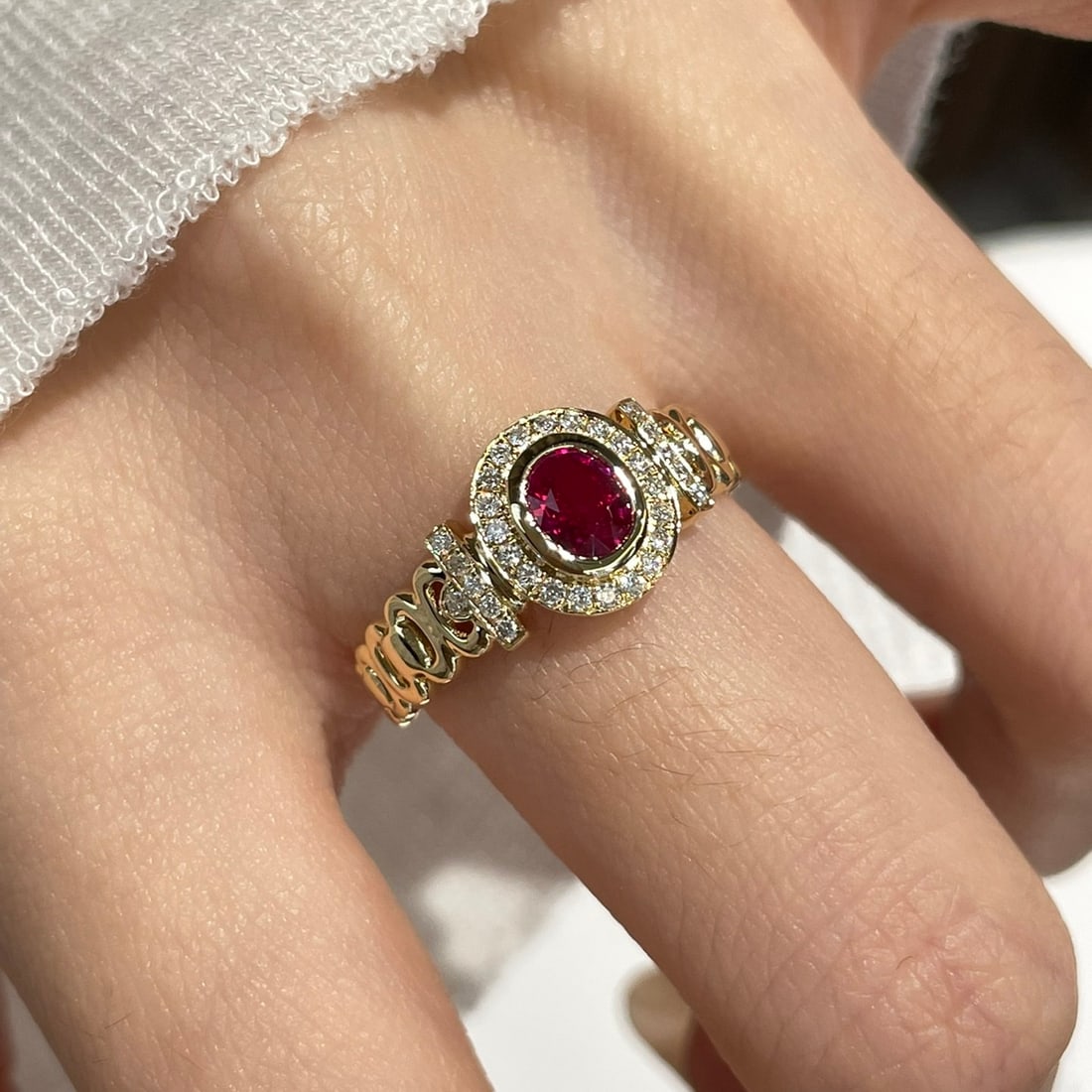 14k Gold 0.45 Ct Natural Ruby & Diamond Ring - 2