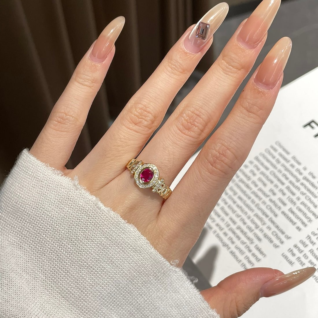 14k Gold 0.45 Ct Natural Ruby & Diamond Ring - 3