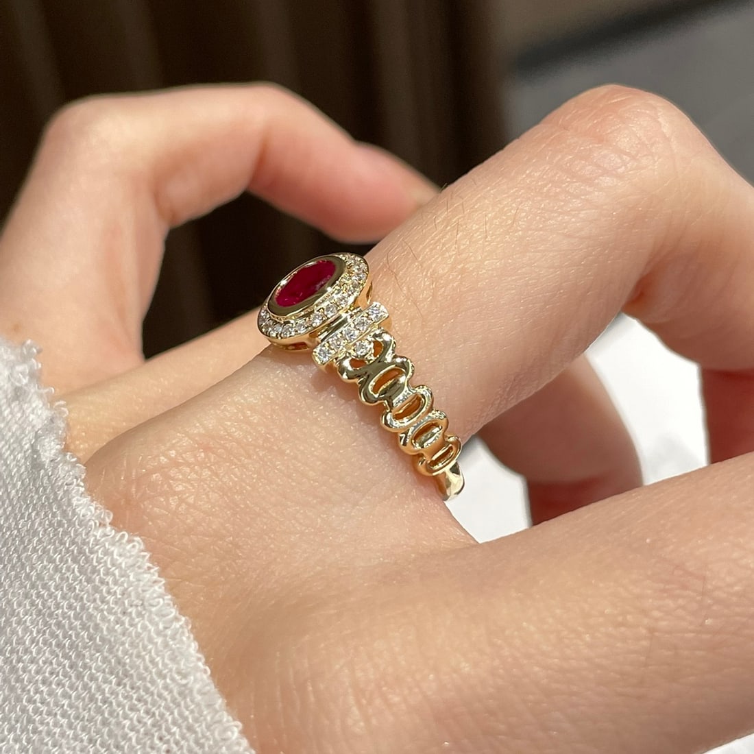 14k Gold 0.45 Ct Natural Ruby & Diamond Ring - 5