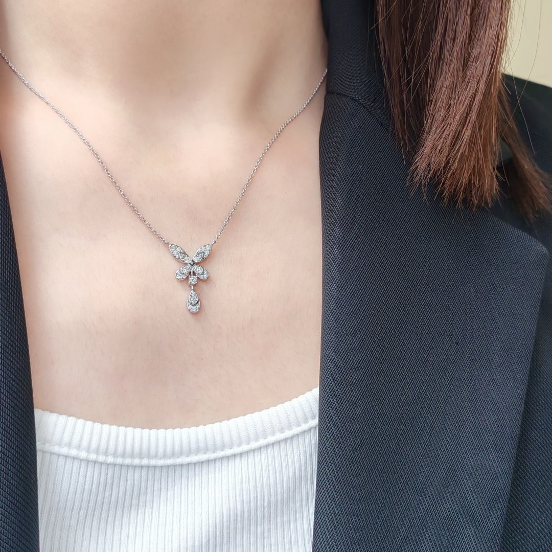 14k Gold 0.26 Ct Natural H Diamond Necklace - 2