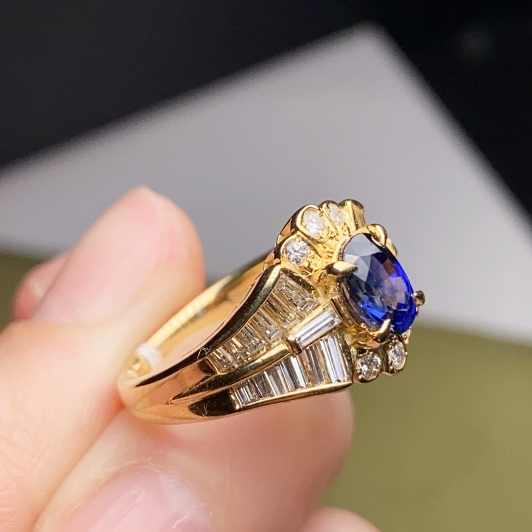 14k Gold 1.96 Ctw Natural Sapphire & Diamond Ring - 3