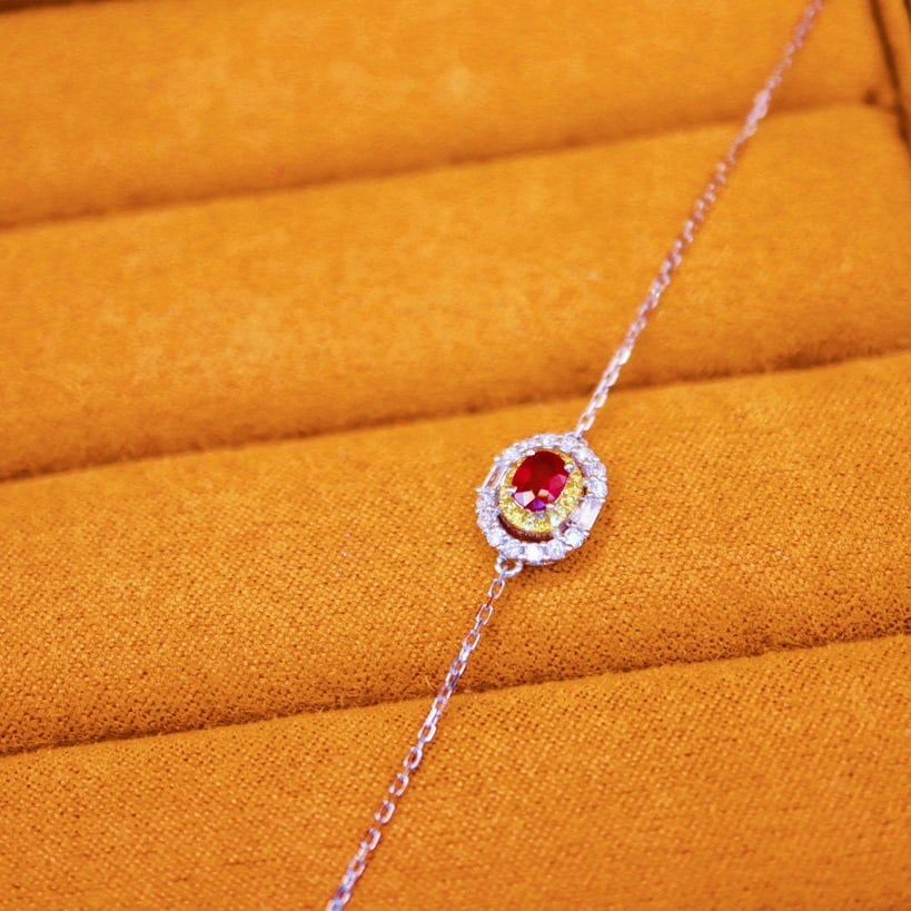14k Gold 0.55 Ctw Natural Ruby & Diamond Bracelet - 2