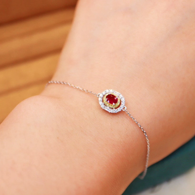 14k Gold 0.55 Ctw Natural Ruby & Diamond Bracelet - 5