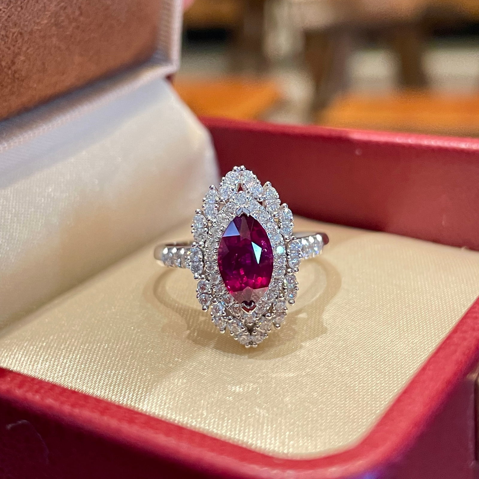 14k Gold 1.45 Ct Natural Ruby & Diamond Ring/pendant( Without Chain ): Ref:231100226 // gold content:14k gold // ring size:7. 25us // // main gemstone:ruby // shape:marquise // carat weight:1. 45ct // color:red // treatment:natural // // adjacent gemstone 2 : diamond //