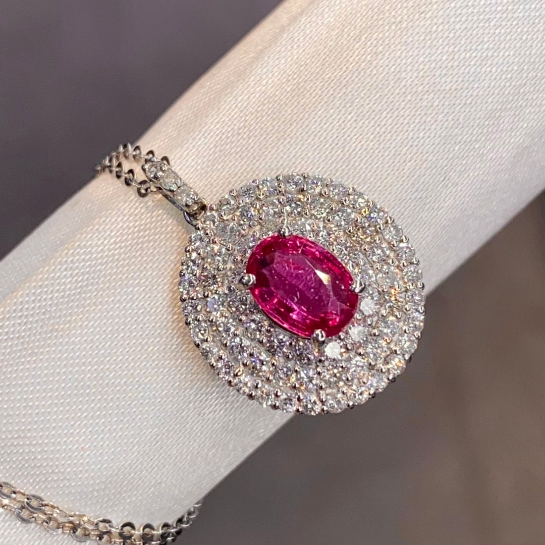 14k Gold 1.86 Ctw Natural Ruby & Diamond Necklace - 2