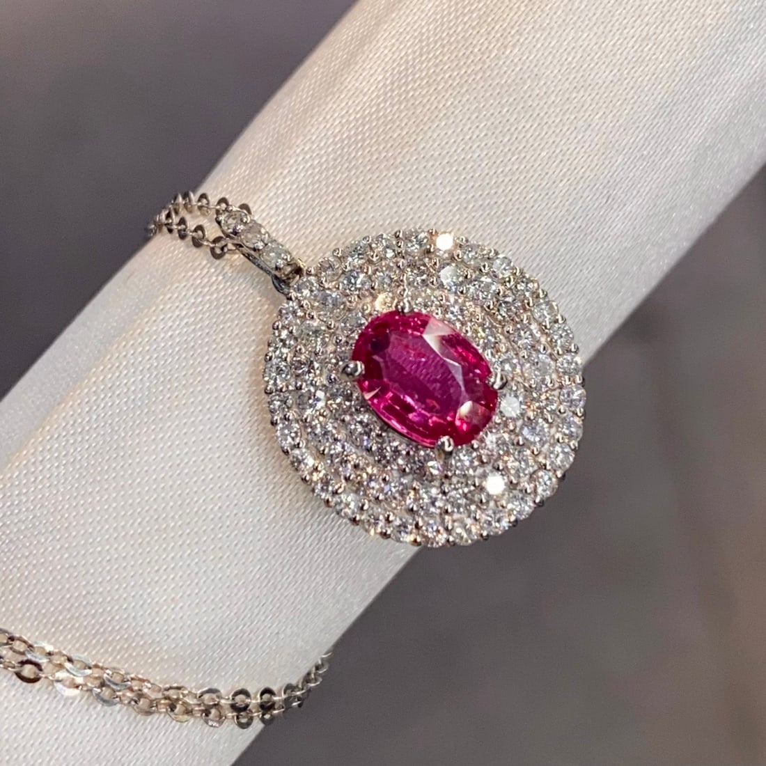 14k Gold 1.86 Ctw Natural Ruby & Diamond Necklace - 4