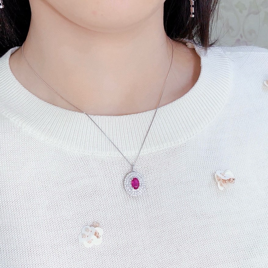 14k Gold 1.86 Ctw Natural Ruby & Diamond Necklace - 6