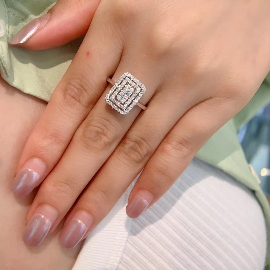 14k Gold 0.5 Ct Natural H Diamond Ring - 6