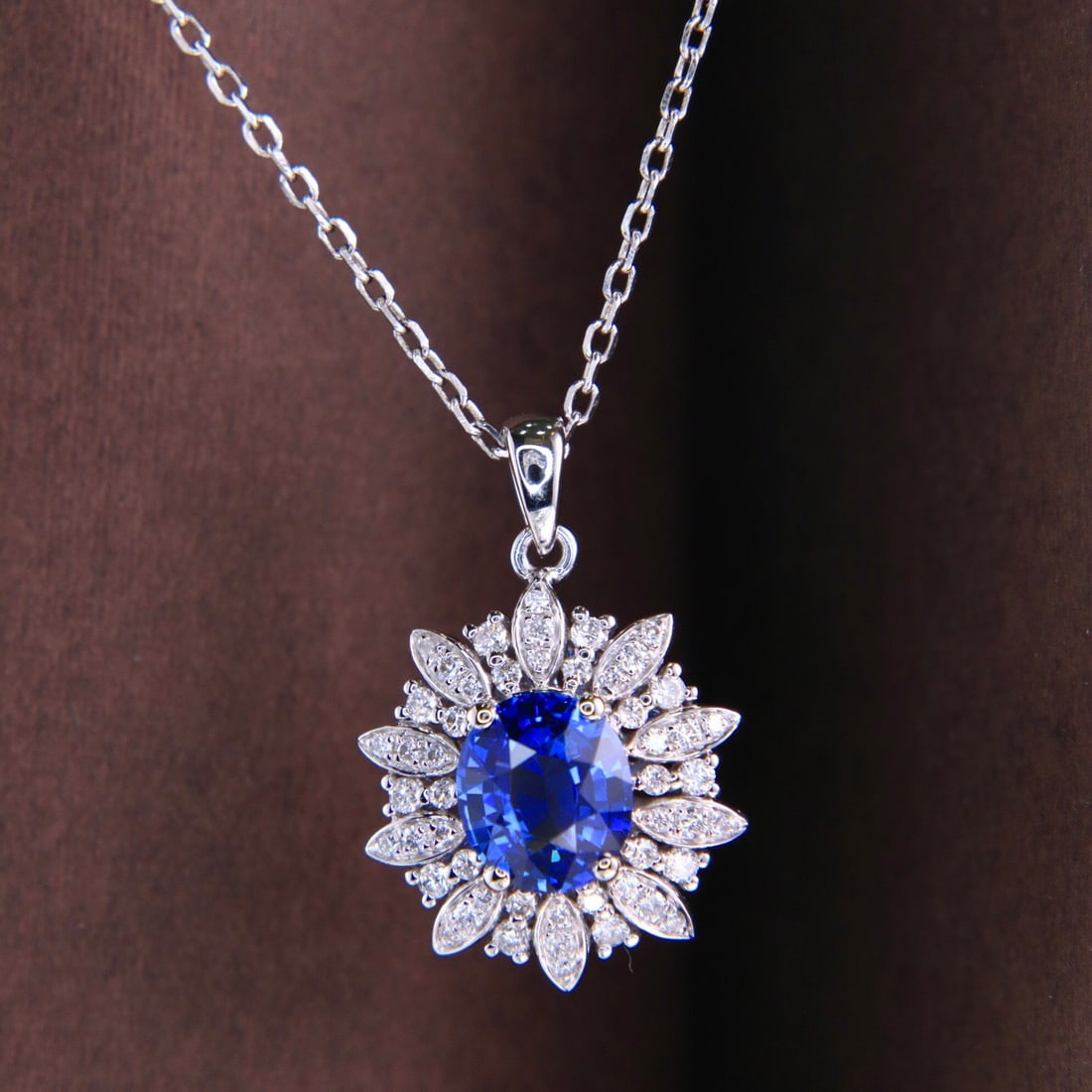 14k Gold 1.62 Ctw Natural Sapphire & Diamond Necklace - 5