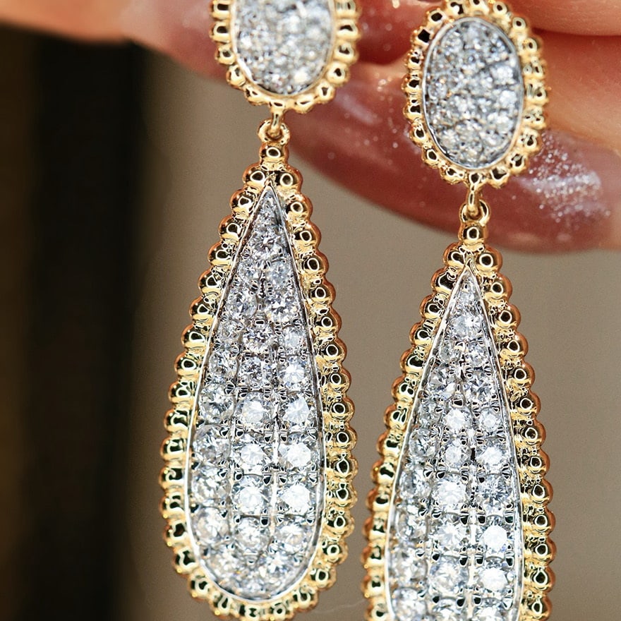 14k Gold 0.8 Ct Natural H Diamond Earrings - 2