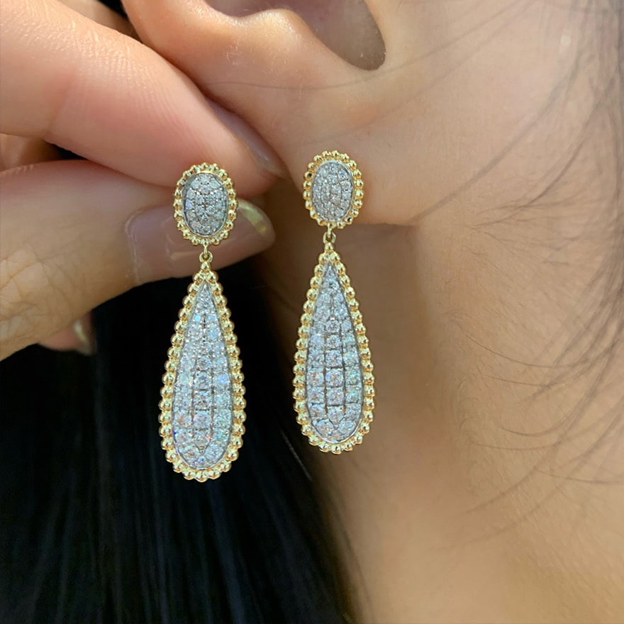 14k Gold 0.8 Ct Natural H Diamond Earrings - 3